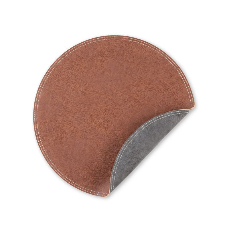Faux Leather Placemat - Brown, 15" Round, 1 Piece