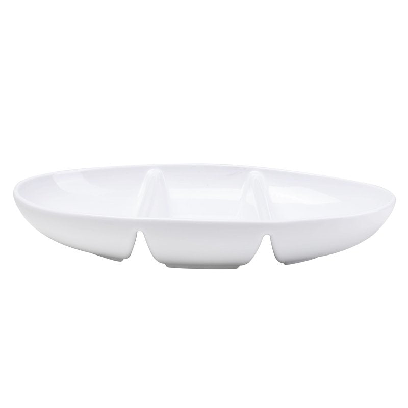 Oval Divided Bowl - Three-Compartment Ceramic Serving Dish