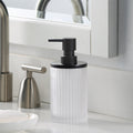 Ribbed Glass and Metal Soap Pump - White with Black Accents