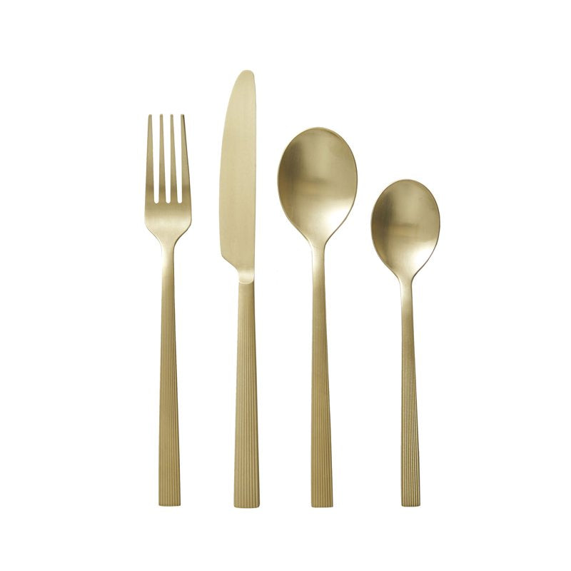 16-Piece Gold Satin Stainless Steel Flatware Set - Service for 4