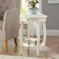 Round Accent Table with Drawer - Ivory 18"