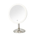 Satin Nickel LED Vanity Mirror - Adjustable Tilt Grooming Mirror