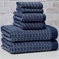 Better Homes & Gardens 6-Piece Cotton Melange Bath Towel Set - Blue Admiral - Includes 2 Bath Towels, 2 Hand Towels, 2 Washcloths