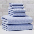 6-Piece Cotton Bath Towel Set - Blue Water, Soft & Absorbent, Melange Style