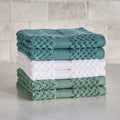 Cotton Popcorn Textured Washcloth Bundle - Green, 6 Pack, Soft & Absorbent