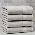 Soft Silver Cotton Bath Towel Set - 4 Piece, Extra Absorbent & Loftier