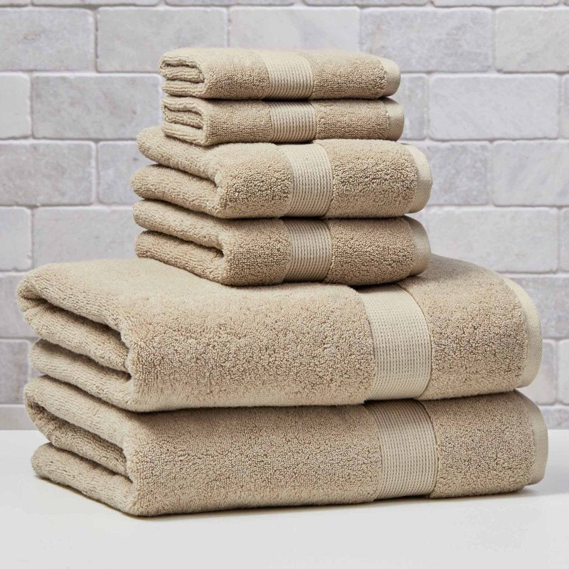 6-Piece Cotton Towel Set - Soft & Absorbent Bath Towels in Almond Biscuit - Better Homes & Gardens