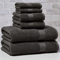 Soft Cotton Towel Set - 6-Piece Bath & Hand Towels, Gray Shadow