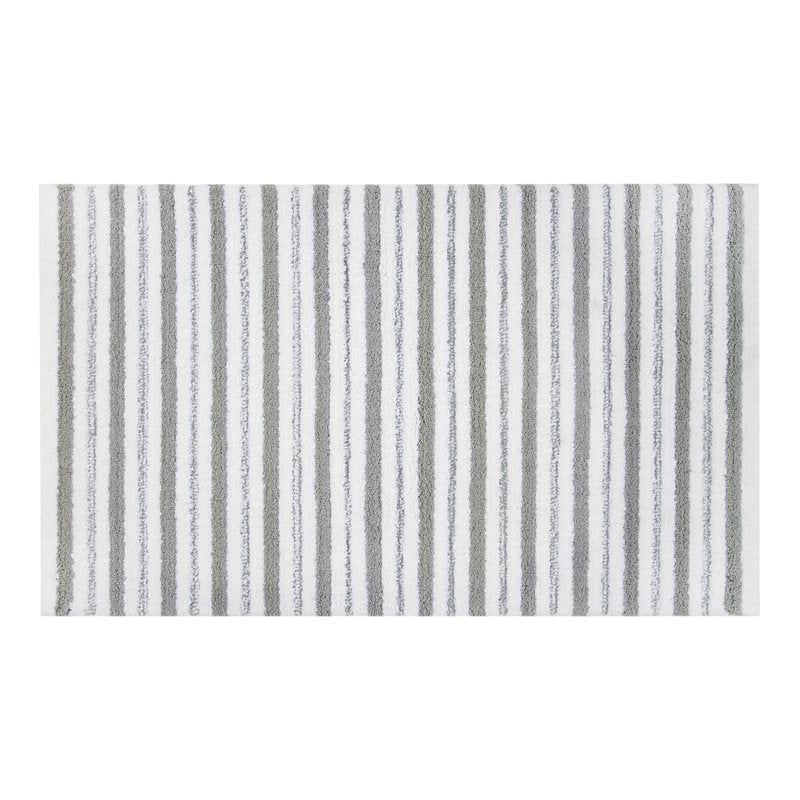 Better Homes & Gardens Soft Tufted Stripe Bath Rug - Gray Flannel & Arctic White, 20 x 34 Inches