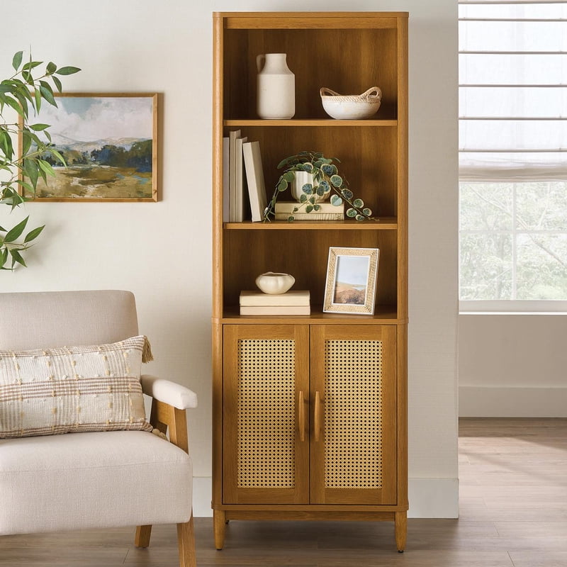 Springwood Bookcase with Doors - Light Honey Finish