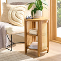 Round Side Table with Woven Detail - Multiple Colors