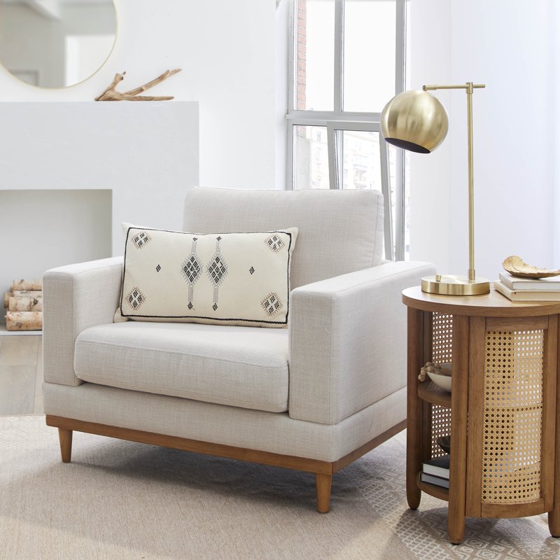 Springwood Accent Chair - Cream Linen with Solid Wood Frame