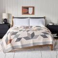 Full/Queen Cotton Patchwork Quilt - Starburst Design, Rustic Modern Style