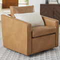 Steele Swivel Accent Chair - Faux Leather Upholstery, 360-Degree Base