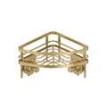 Corner Suction Mount Shower Caddy with Hooks - Satin Nickel Finish, Brass Variation