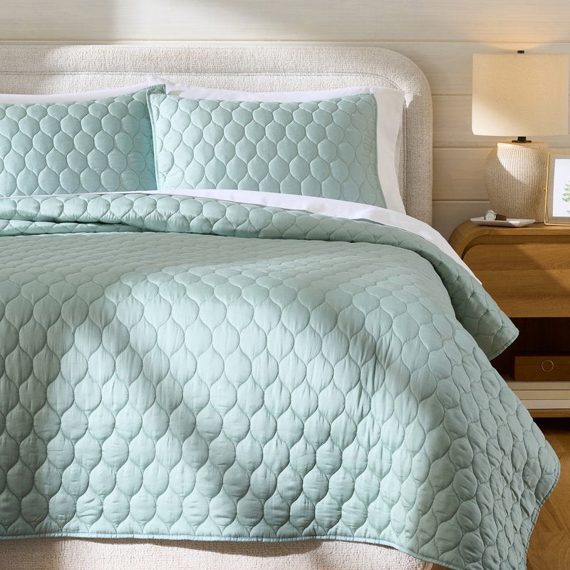 Reversible Tencel Quilt Full/Queen - Seafoam Green & Sage, Soft Bed Cover