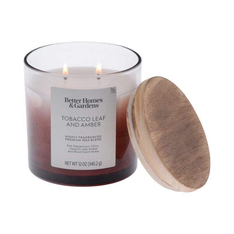 Tobacco Leaf and Amber Scented 2-Wick Jar Candle - 12 oz