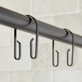 Black U-Shape Double Shower Hooks - Rustproof Stainless Steel Set of 12