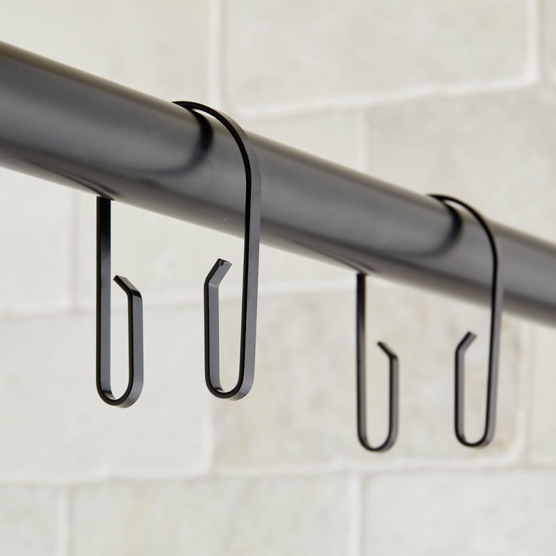 Black U-Shape Double Shower Hooks - Rustproof Stainless Steel Set of 12