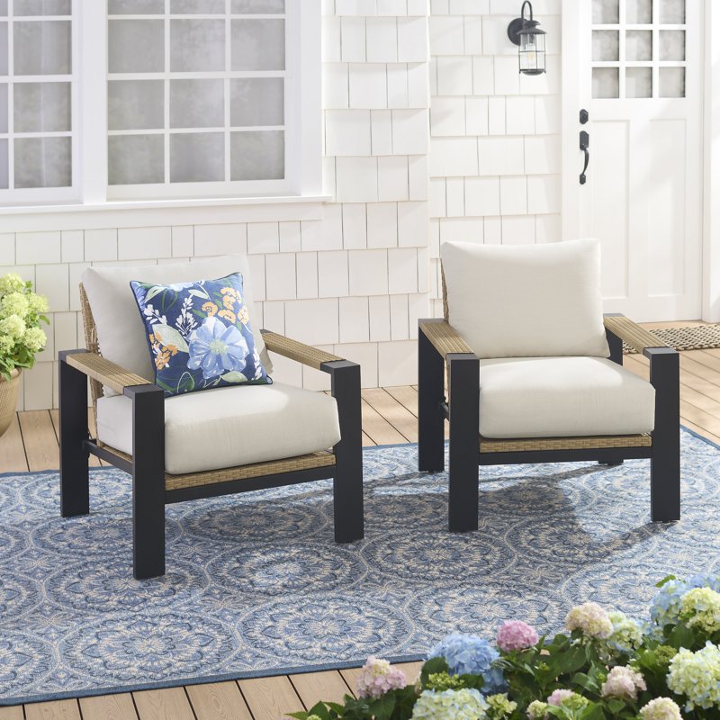 Outdoor Wicker Chat Chair Set - 2-Piece Beige