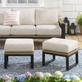 Ventura 2-Piece Outdoor Wicker Ottoman Set - Beige
