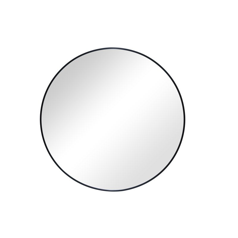 28-Inch Black Aluminum Round Wall Mirror - Modern Bathroom & Living Room Decor - Variation of THIS listing