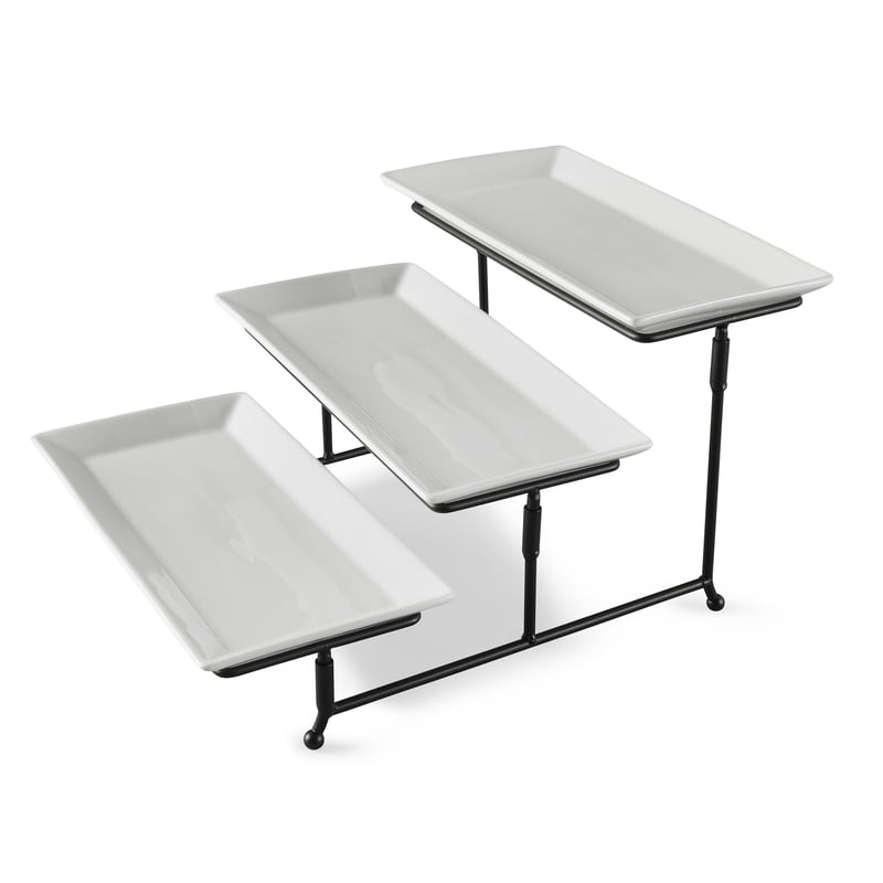 3-Tiered Porcelain Serve Set with Metal Stand - Single