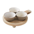 Mango Wood Condiment Board Set with Bowls - 4-Piece Serving Set