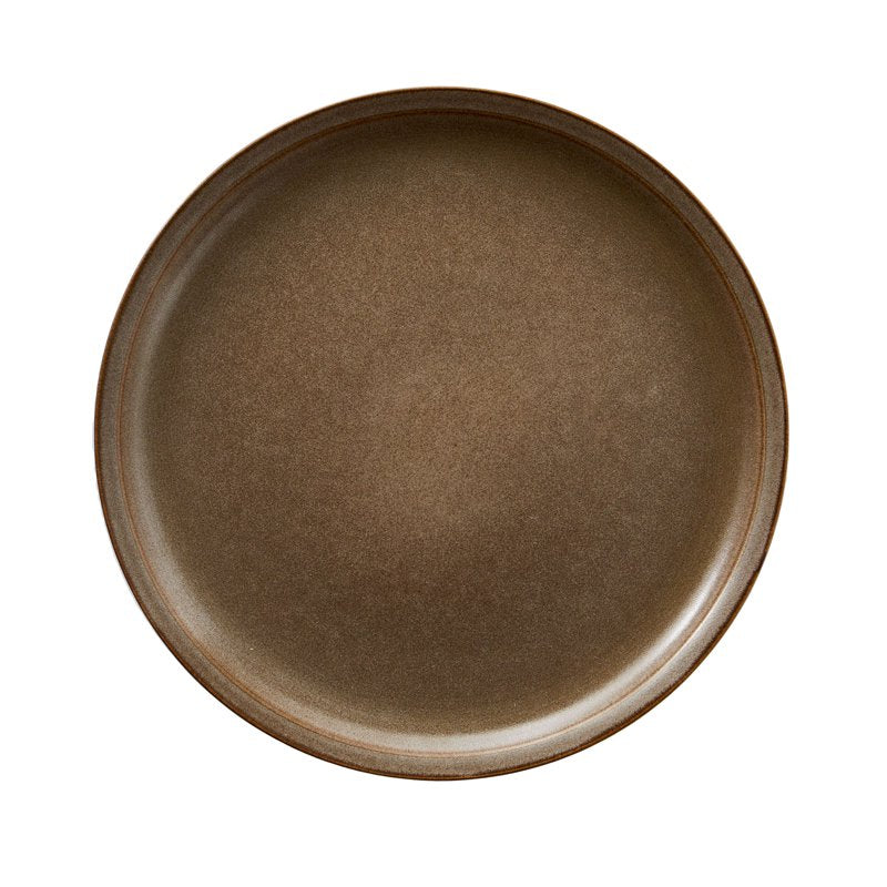 10.25-Inch Brown Stoneware Dinner Plate - Unique Reactive Glaze