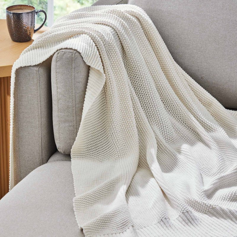 Better Homes & Gardens Chunky Knit Throw Blanket - Papyrus, Cotton-Blend, 50x60 Inches, Reversible