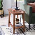 End Table with Open Shelf - Acorn Finish, Rubberwood