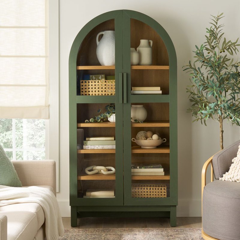 Better Homes & Gardens Juliet Arch Accent Cabinet - Deep Green Finish with 5 Shelves