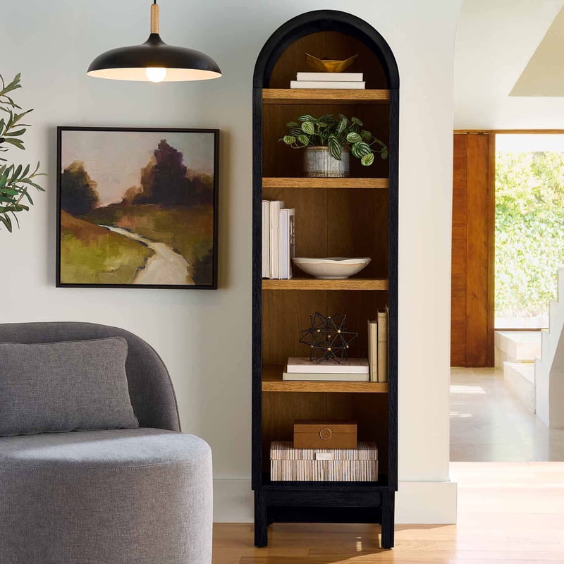 Juliet Narrow Arch Bookcase with Adjustable Shelves - Multiple Finishes