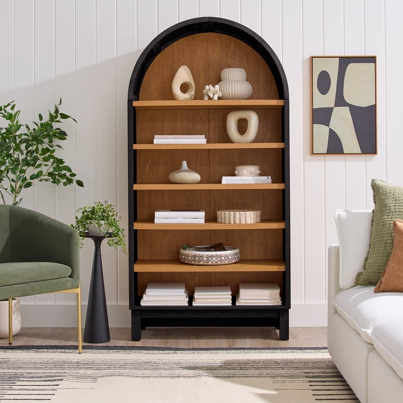 Open Arch Bookcase with Adjustable Shelves - Multiple Colors