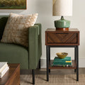Wyatt Geo End Table - Walnut Finish with Drawer & Shelf