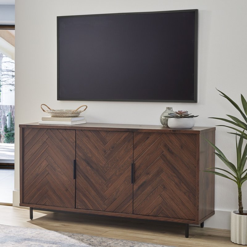 Walnut TV Stand for TVs up to 70 in with Storage & Cable Management
