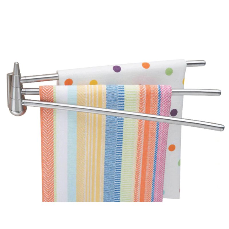 Stainless Steel 3-Arm Wall Mount Towel Bar - Space Saving Bathroom Accessory
