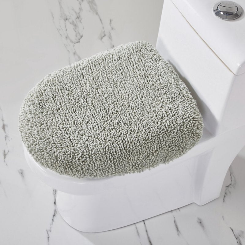 Sage Toilet Lid Cover 18x20 Inches - Soft Cotton, Non-Slip Bathroom Accessory