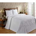 Twin Bedspread Set with Pillow Shams - White Chenille 2-Piece Bedroom Decor