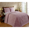 Full-XL Pink Cotton Bedspread - Better Trends Rio Floral Design, 100% Cotton, Double Bed Size