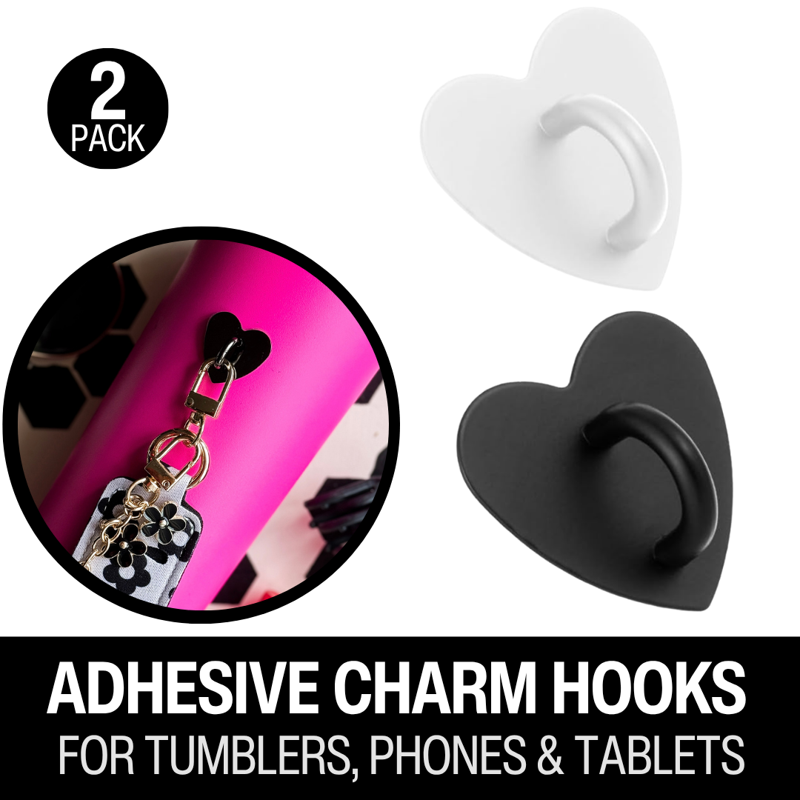 Heart-Shaped Tumbler Charm Hooks - Black & White (2 Pack)