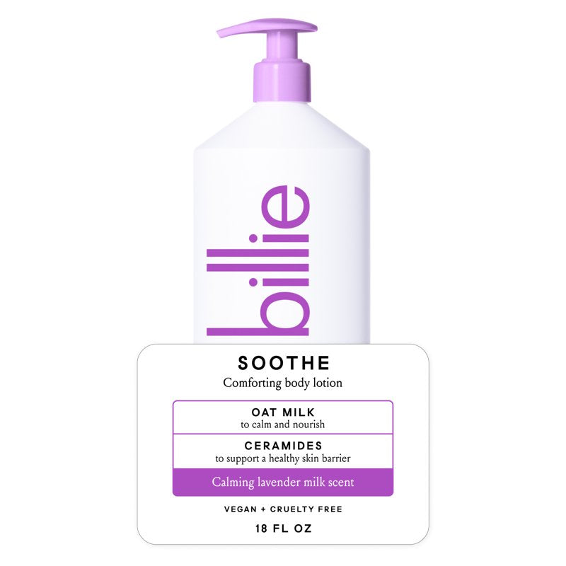 Billie Soothe Comforting Women's Body Lotion, Lavender Milk Scent,