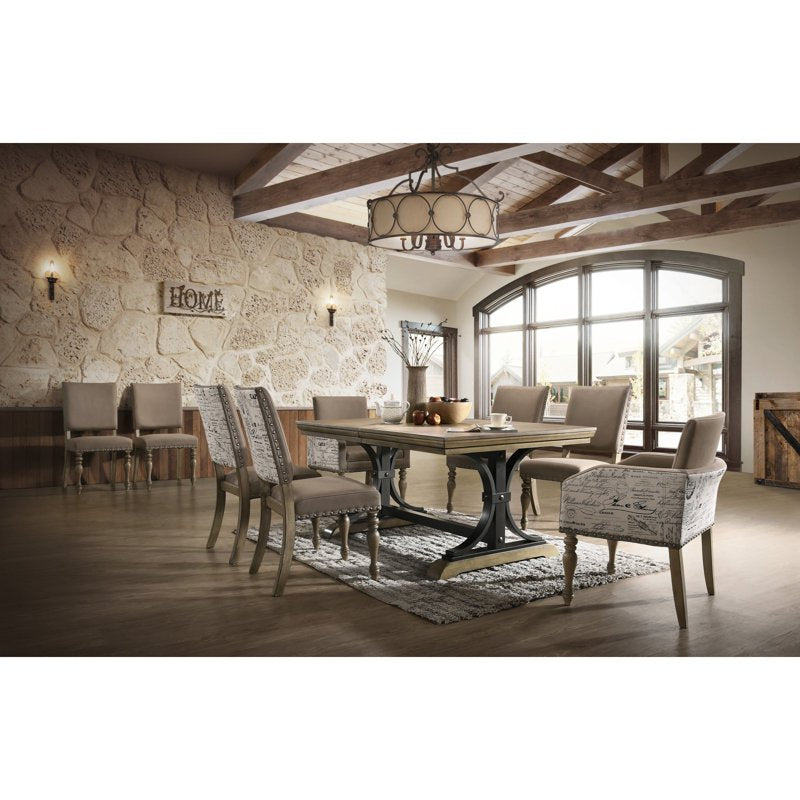 9-Piece Butterfly Leaf Dining Table Set - Vintage Style with Chairs