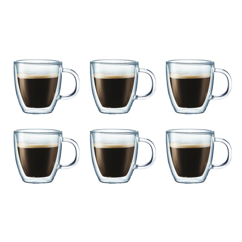 Double Wall Glass Mug Set - 6-Pack, 10 oz, Insulated