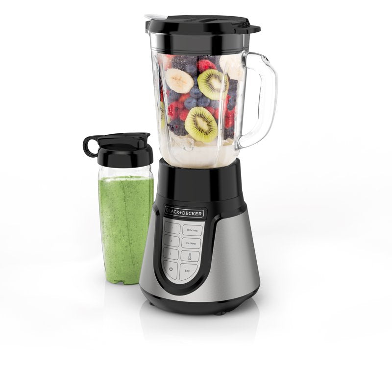 Quiet Countertop Blender - 1000W, 48 oz Glass Jar & 24 oz Personal Travel Jar
