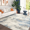 6'7'' x 9'3'' Navy and Blue Indoor Area Rug - Contemporary Abstract Design, Kid & Pet Friendly