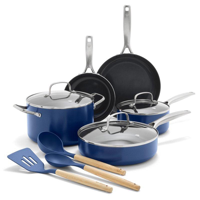 Ceramic Nonstick Cookware Set - 11 Pieces, Blue