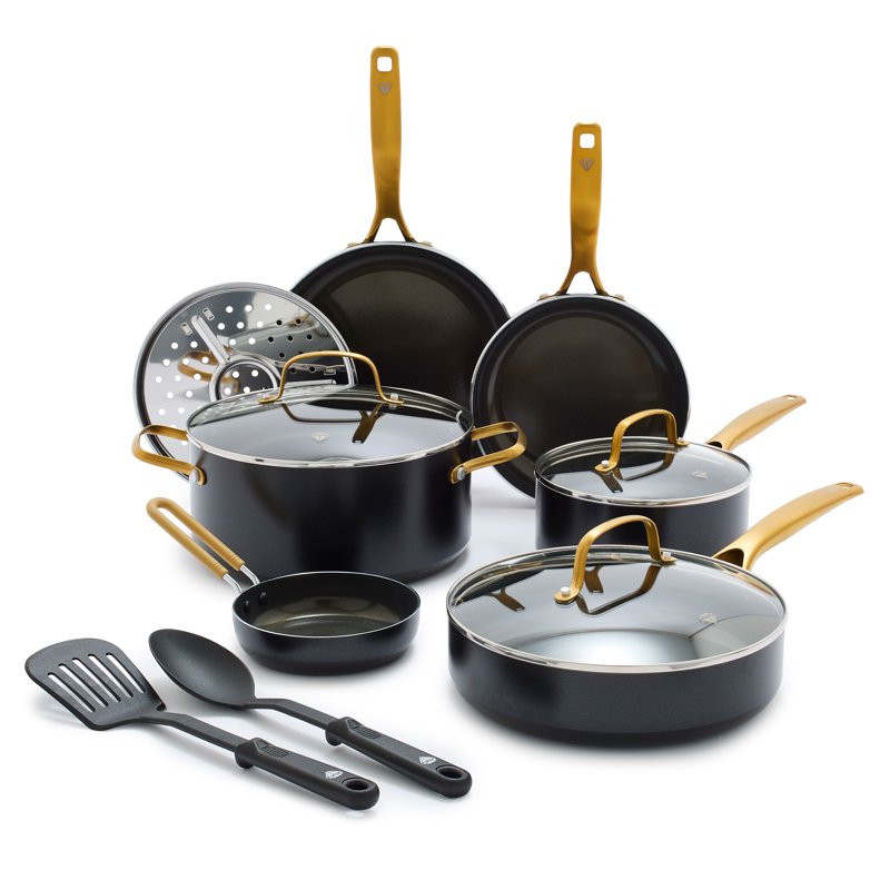 Ceramic Nonstick 12-Piece Cookware Set - Gold