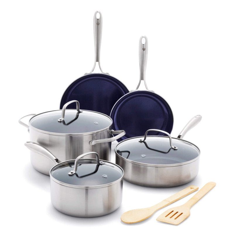 Stainless Steel Clad Pro 10-Piece Cookware Set - Induction Safe