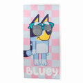 Bluey Cool Checks Kids Beach Towel 28x58 Inches Cotton - Light Blue & Pink